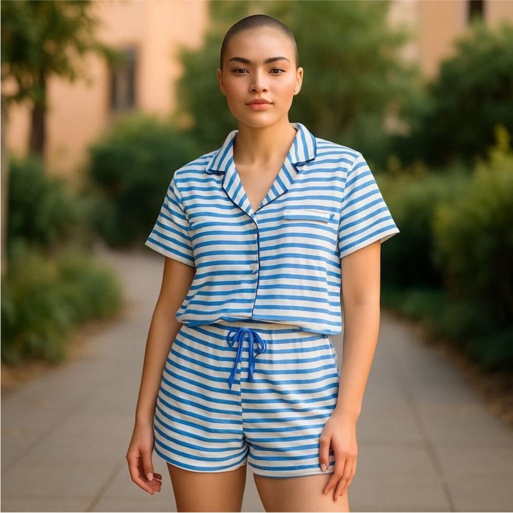 J. Crew Red and White Striped Pajama Set
